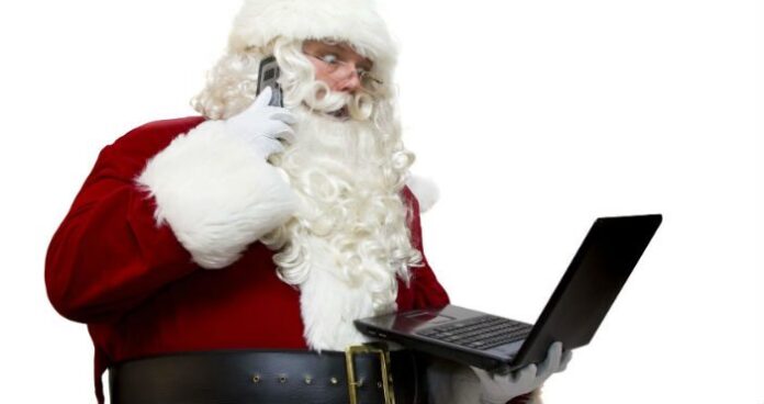 santa mobile phone laptop sized