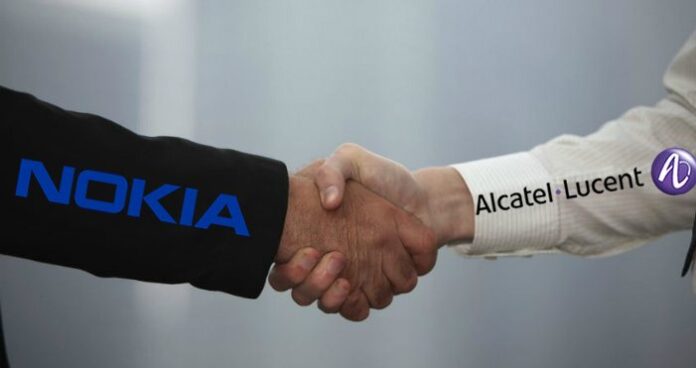 alcatel lucent nokia shaking hands