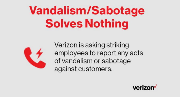 verizon strike sabotage