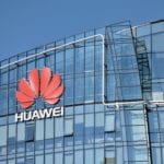 Huawei logo on a building