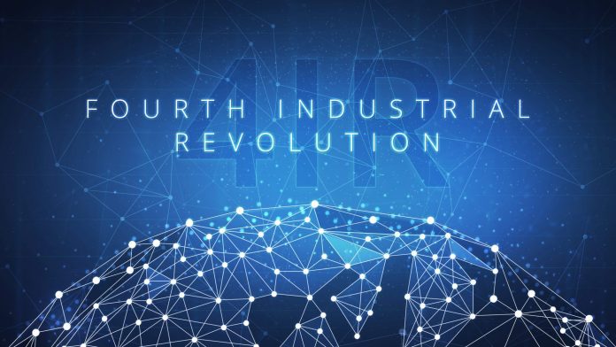 Fourth industrial revolution on hud banner.