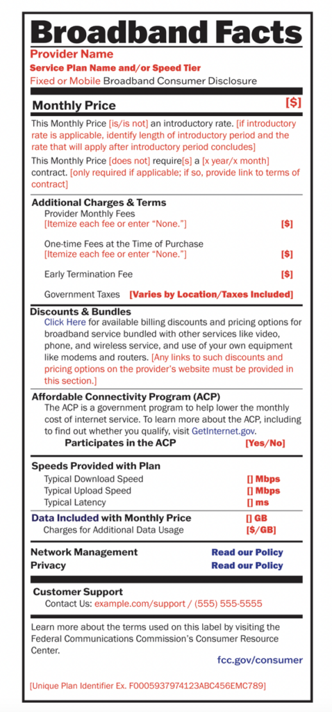 FCC sets deadline for broadband consumer labeling