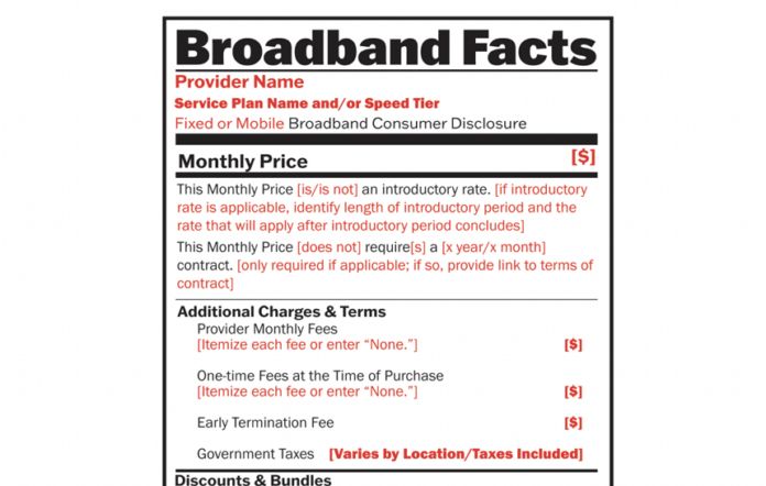 broadband nutrition labeling