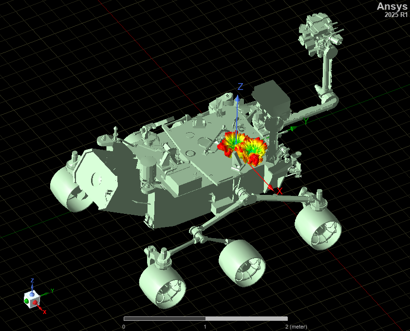 A lunar network project powered by digital twins 6 Ansys HFSS simulates the installed performance of an antenna on a lunar rover